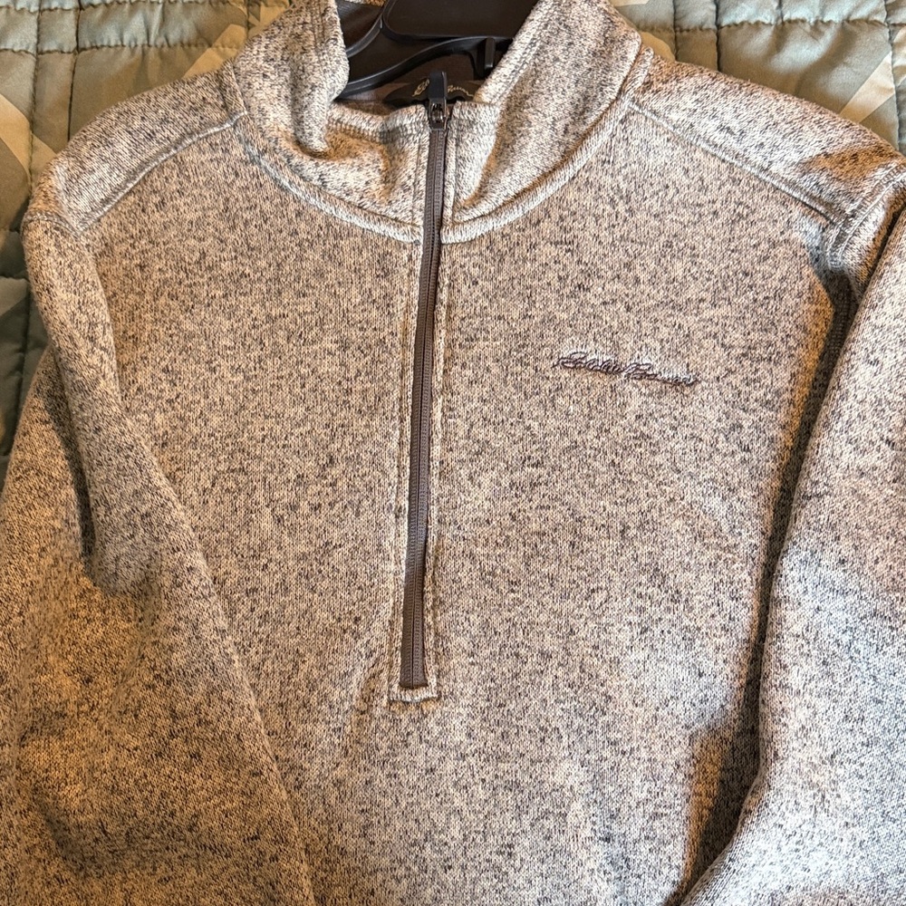 Eddie Bauer Men's Heathered Gray Zip-Up Sweater